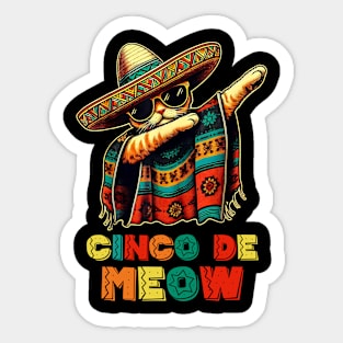 Cinco De Mayo Funny Mexican Cat Sombrero Poncho Men Women Sticker